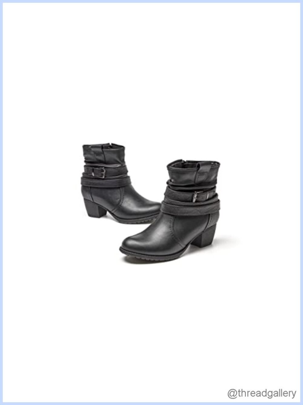 Mid Calf Boots Round Toe Low Heel Slouchy Booties Faux Leather Side Zipper